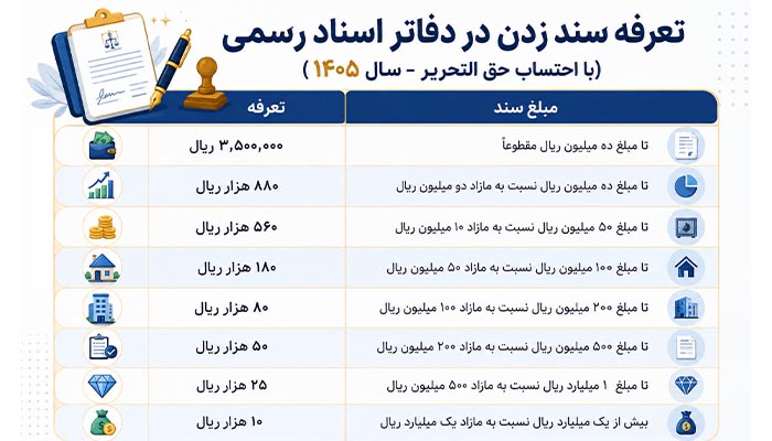 هزینه انتقال سند ملک در سال 1405 در دفترخانه چقدر است؟ (محاسبه دقیق)